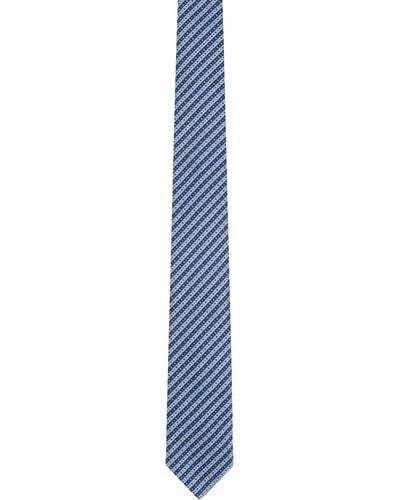 Zegna Blue Jacquard Tie - Black