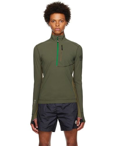 3 MONCLER GRENOBLE Green Half-zip Sweater - Black