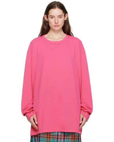 Comme des Garçons Pink Asymmetric Long Sleeve T-shirt