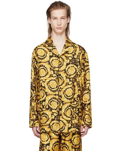 Versace Barocco Pyjama Shirt - Yellow