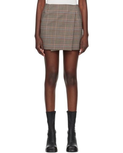 Sportmax Brown Glen Plaid Miniskirt - Black