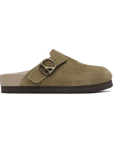 Needles Taupe Suede Clogs - Black
