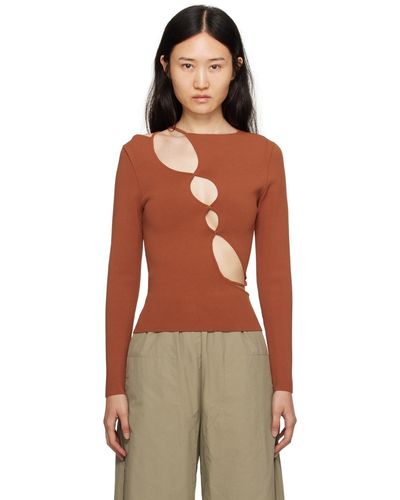 Paris Georgia Basics T-shirt à manches longues squiggle brun clair - Multicolore