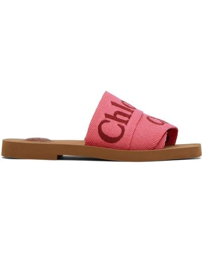 Chloé Pink Woody Sandals - Black
