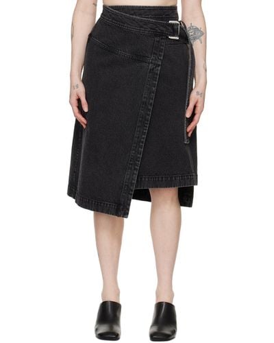 3.1 Phillip Lim Wrap Denim Midi Skirt - Black