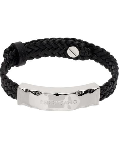 Ferragamo Black Braided Bracelet