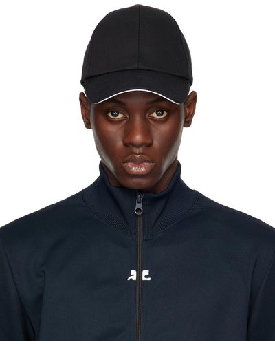 Courreges Embroidered Cotton Cap - Black