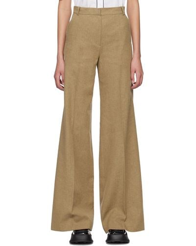 Pushbutton Wide-legs Pants - Natural