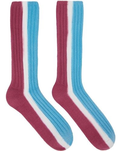 Sacai Red & Blue Vertical Dye Socks