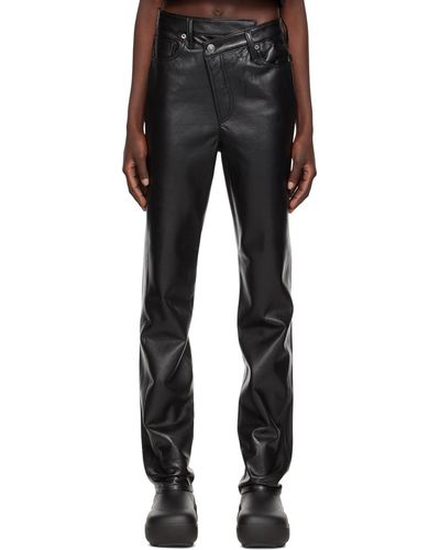 Agolde Black Criss-cross Leather Pants