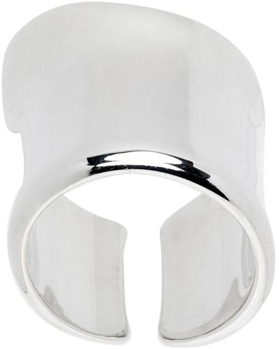 Jil Sander Silver Open Band Ring - White
