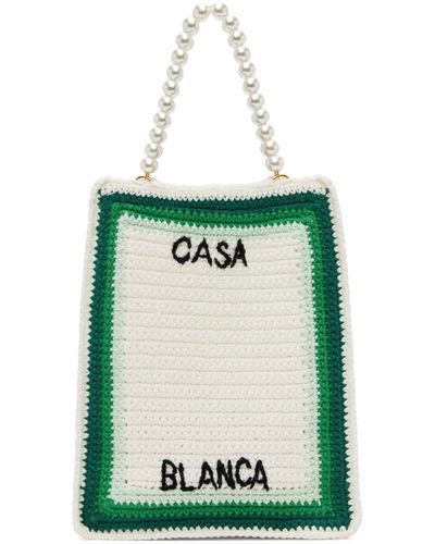Casablancabrand Mini cabas blanc en crochet - Vert