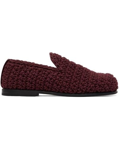 JW Anderson Burgundy Crotchet Loafers - Red