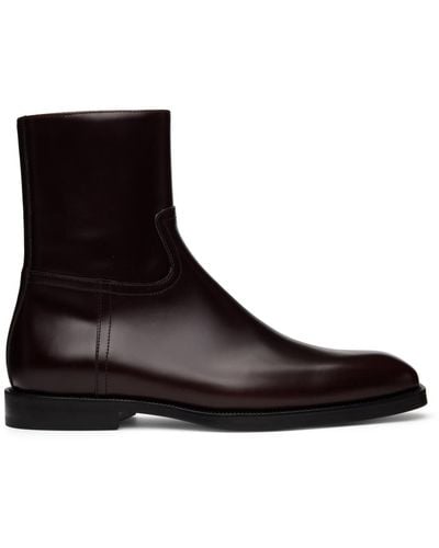 Dries Van Noten Leather Zip-up Boots - Black