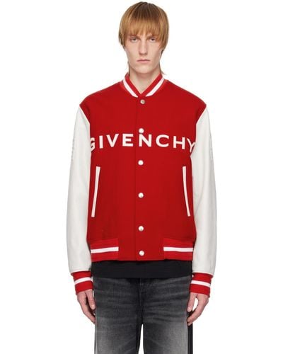 Givenchy Blouson aviateur de style collégial rouge et blanc