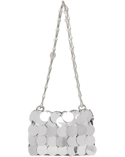 Rabanne Nano sac de style cotte de mailles argenté - Blanc