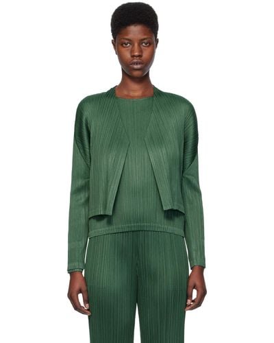 Pleats Please Issey Miyake Green Monthly Colours December Cardigan