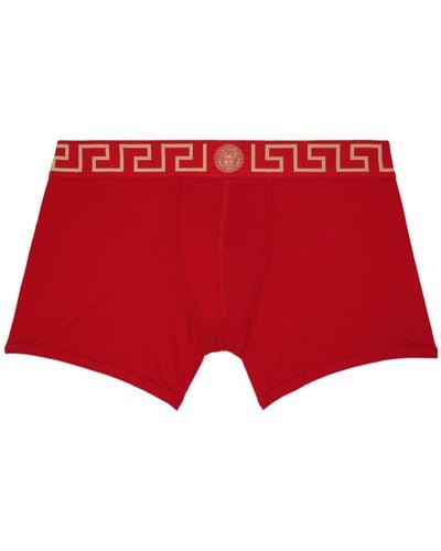 Versace Greca Border Long Boxers - Red