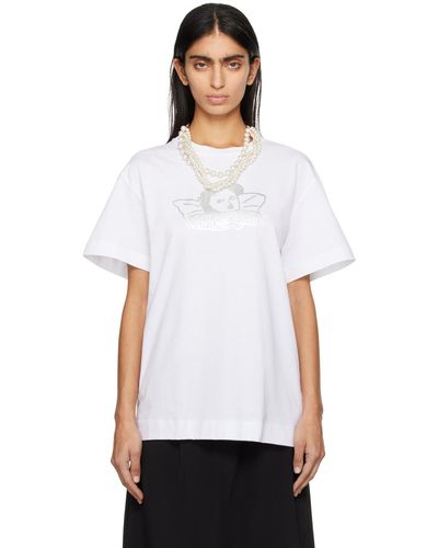 Simone Rocha T-shirt blanc à images à logo imprimées