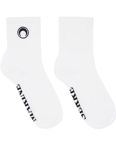 Marine Serre Organic Cotton Rib Ankle Socks - White