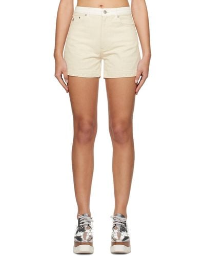 Stella McCartney Beige & White Bandana Denim Shorts - Multicolour