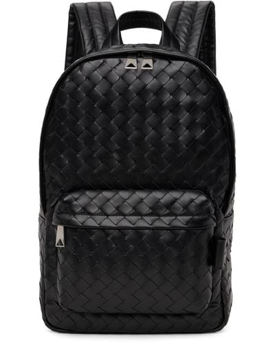 Bottega Veneta Intrecciato Leather Backpack - Black