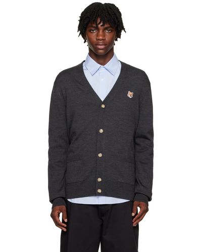 Maison Kitsuné Grey Fox Head Cardigan - Black