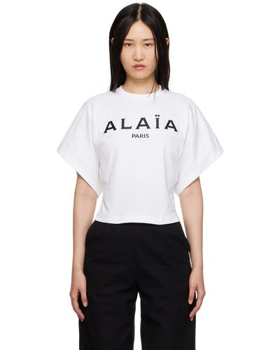 Alaïa Alaïa t-shirt blanc à logo imprimé