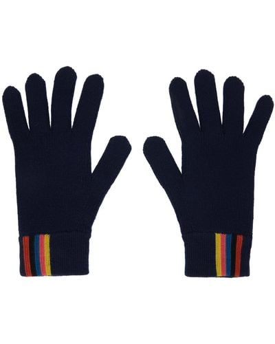 Paul Smith Navy Artist Stripe Gloves - Blue