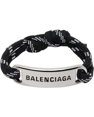 Balenciaga Bracelet à plaque à logo - Noir