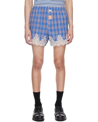 Martine Rose Check Shorts - Blue