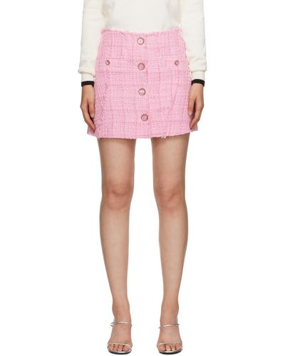 Gcds Pink Raw Edge Miniskirt