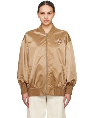 BOSS Blouson aviateur brun clair à glissière - Marron