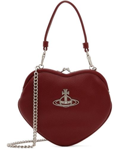 Vivienne Westwood Handbag Orb Red Metalic Heart Shape Perfect Genuine