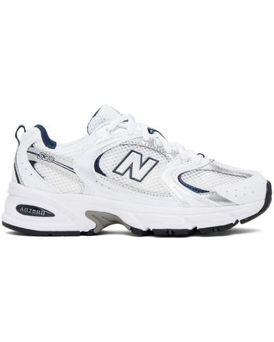New Balance White & Silver 530 Trainers - Black