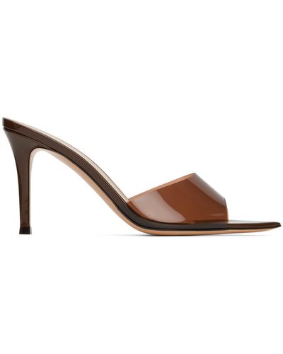 Gianvito Rossi Elle Leather And Pvc Heeled Mules - Brown