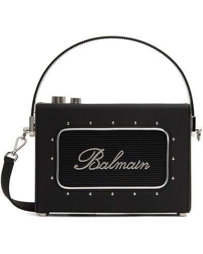 Balmain Radio Rubber-effect Leather Bag - Black