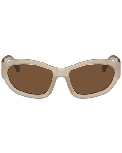 Dries Van Noten Taupe Linda Farrow Edition goggle Sunglasses - Black