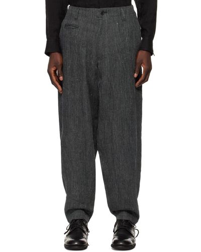Yohji Yamamoto Pantalon gris à poche pour monnaie - pour homme - Noir