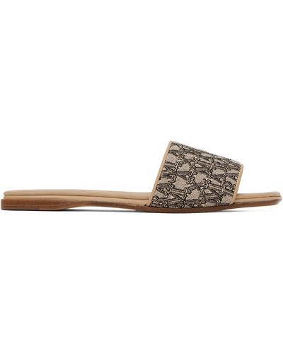 Max Mara Beige Jacquard Sandals - Black