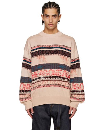 Sacai Pull rose à motif en tricot jacquard - Multicolore