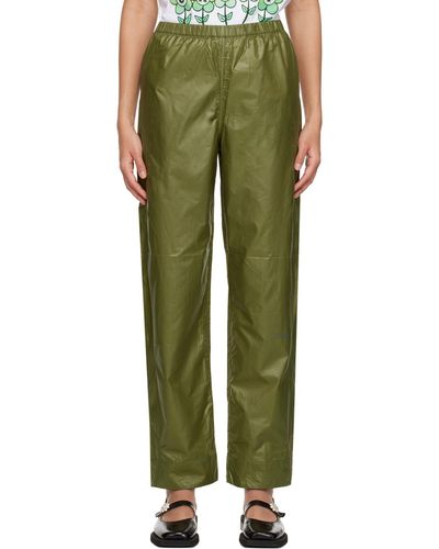 Ganni Khaki Elasticized Trousers - Green