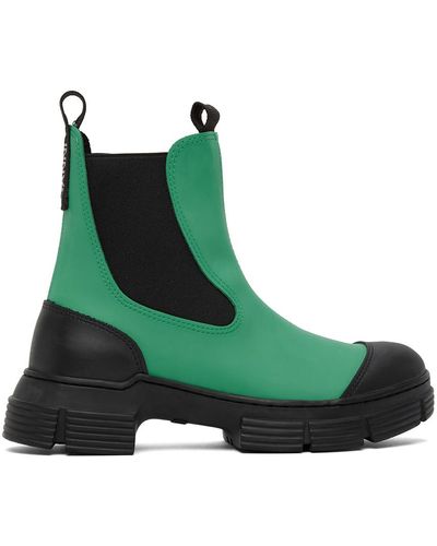 Ganni City Ankle Boots - Green
