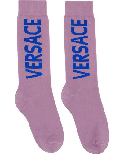 Versace Purple Logo Socks