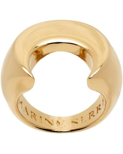 Marine Serre Gold Regenerated Brass Moon Ring - Metallic