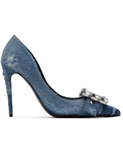 Dolce & Gabbana Escarpins bleus en denim à patchwork