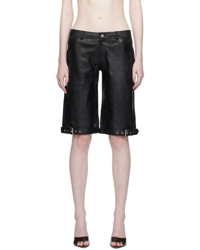 Miaou Clay Leather Shorts - Black