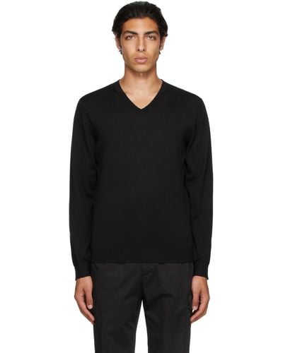 Zegna Black Wool V-neck Sweater
