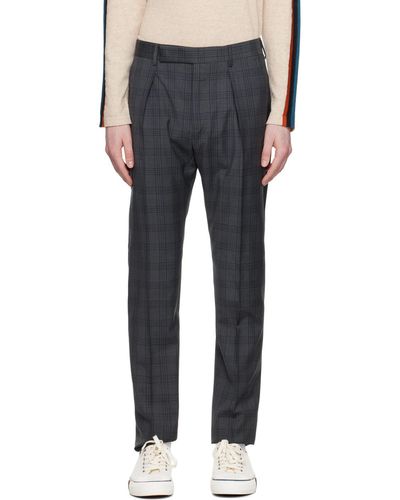 Paul Smith Grey Check Trousers - Black