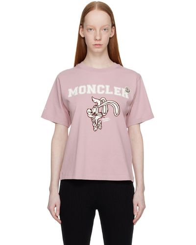 Moncler T-shirt rose à image floquée
